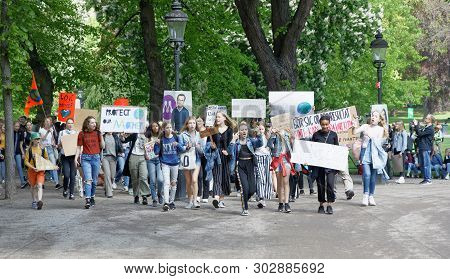 Stockholm, Sweden - May 24, 2019: Global Strike For Future, A Demonstration To Force The Heads Of St