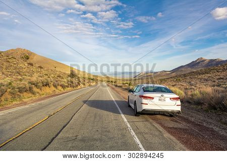 California, Usa - April 4, 2019: White Kia Optima Parked On The Way In California On A Sunny Morning