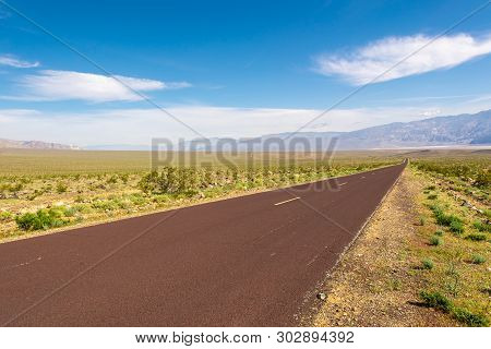 Trona Wildrose Road That Leads To The Death Valley In California On A Beautiful Sunny Day With Blue 