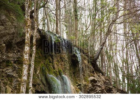 Small Forest Waterfall In Gorges De La Jogne River Canyon In Broc, Switzerland