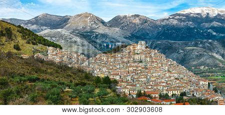 Panoramic View Of Morano Calabro. One Of The Most Beautiful Villages (medieval Borgo) In Calabria. I