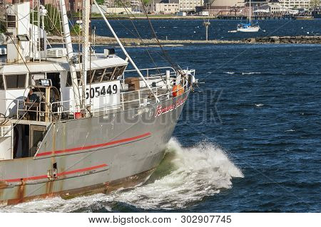 New Bedford, Massachusetts, Usa - May 22, 2019: Commercial Fishing Vessel Fortune Hunter, Hailing Po