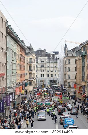 Stockholm, Sweden - May 24, 2019: Global Strike For Future, A Demonstration To Force The Heads Of St