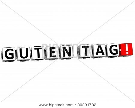 3D Guten Tag blok tekst på hvid baggrund