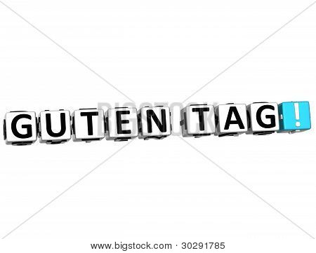 3D Guten Tag blok tekst på hvid baggrund