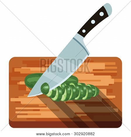 Fresh Vegetables On Woden Cutting Board With Knife