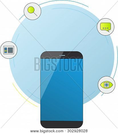 Smartphone With Artificial Intelligence Services. Blue Glass