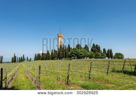 Monumental Tower Of San Martino Della Battaglia Near The Lake Garda In Neo-gothic Style, 1878. Natio