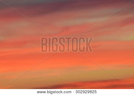Pink Evening Sunset With The Movement Of Clouds In The Foothills Of The North Caucasus