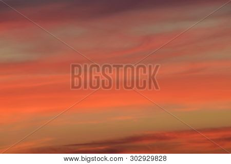 Pink Evening Sunset In The Summer With The Movement Of Clouds In The Foothills Of The North Caucasus
