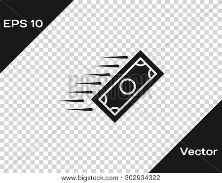 Grey Fast Payments Icon Isolated On Transparent Background. Fast Money Transfer Payment. Financial S