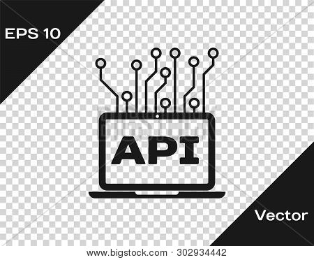 Grey Computer Api Interface Icon Isolated On Transparent Background. Application Programming Interfa
