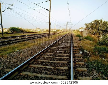 A picture of empty railway track  blur background