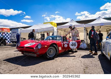 April 2019: Bizzarrini 5300 Gt In Montjuic Spirit Barcelona Circuit Car Show.