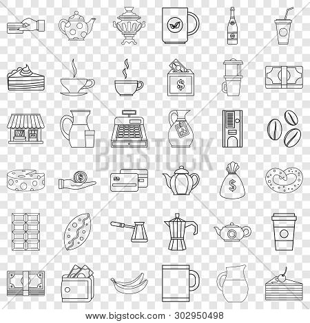 Bean Icons Set. Outline Style Of 36 Bean Vector Icons For Web For Any Design