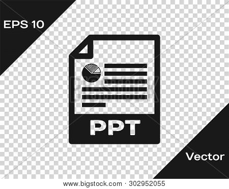 Grey Ppt File Document Icon. Download Ppt Button Icon Isolated On Transparent Background. Ppt File P