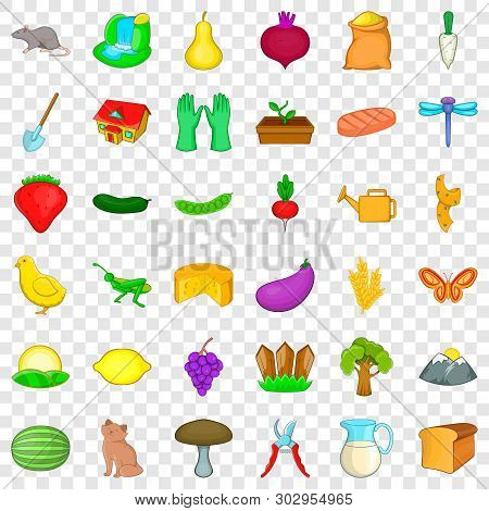 Region Icons Set. Cartoon Style Of 36 Region Vector Icons For Web For Any Design