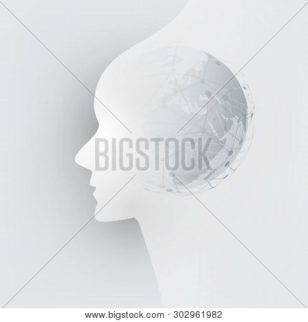 Abstract Machine Learning, Artificial Intelligence, Cloud Computing And Networks Design Concept With
