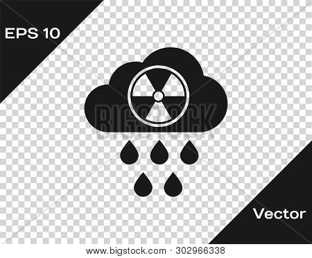 Grey Acid Rain And Radioactive Cloud Icon Isolated On Transparent Background. Effects Of Toxic Air P