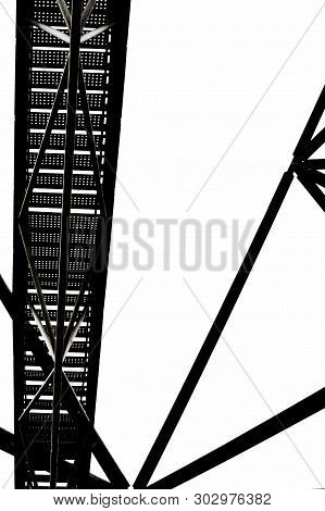 Vertical Black And White Photo Of The Staircase And Steel Construction Of Tetrahedron In Bottrop, Ge