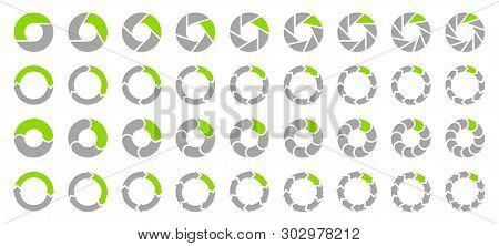 Set Pie Charts Arrows Gray And Green