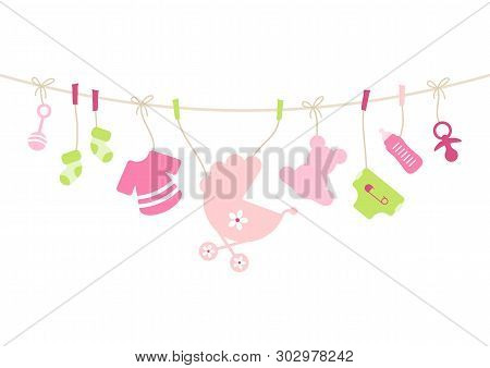 Hanging Baby Icons Girl Bow Pink And Green
