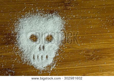 Sugar Skull On The Table. Concept No Sugar Diet. Copy Space, Close Up, Selective Focus