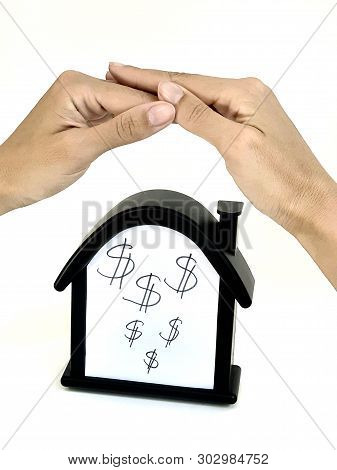 House With A Dollar Sign. Sale Of Immobility, Earnings At Home