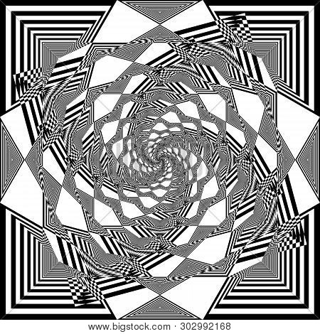 Square Diamond In Square Descending Spyral Abstract Cut Art Deco Illusion On Transparent Background