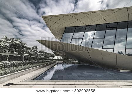 Union Museum, Etihad, Dubai, United Arab Emirate - Jan.4, 2018: The White Wing Of The Pavilion Of Th