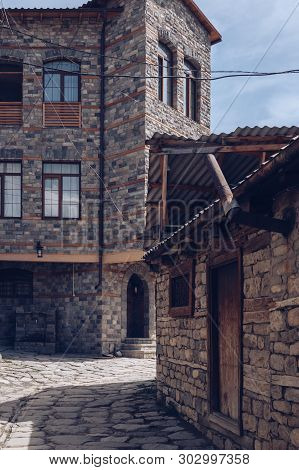 Close Up View Of Stone Houses Of Lahich - Small Traditional Village In The Mountains Of Azerbaijan