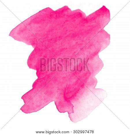 Watercolor Brush Stroke. Beautiful Overflowing Watercolor. Bright Color.