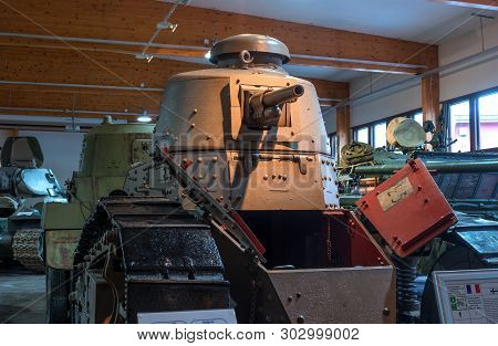 Parola, Finland - May 2, 2019: Tank Museum In The City Of Parola. The First Tank Of The Modern Layou