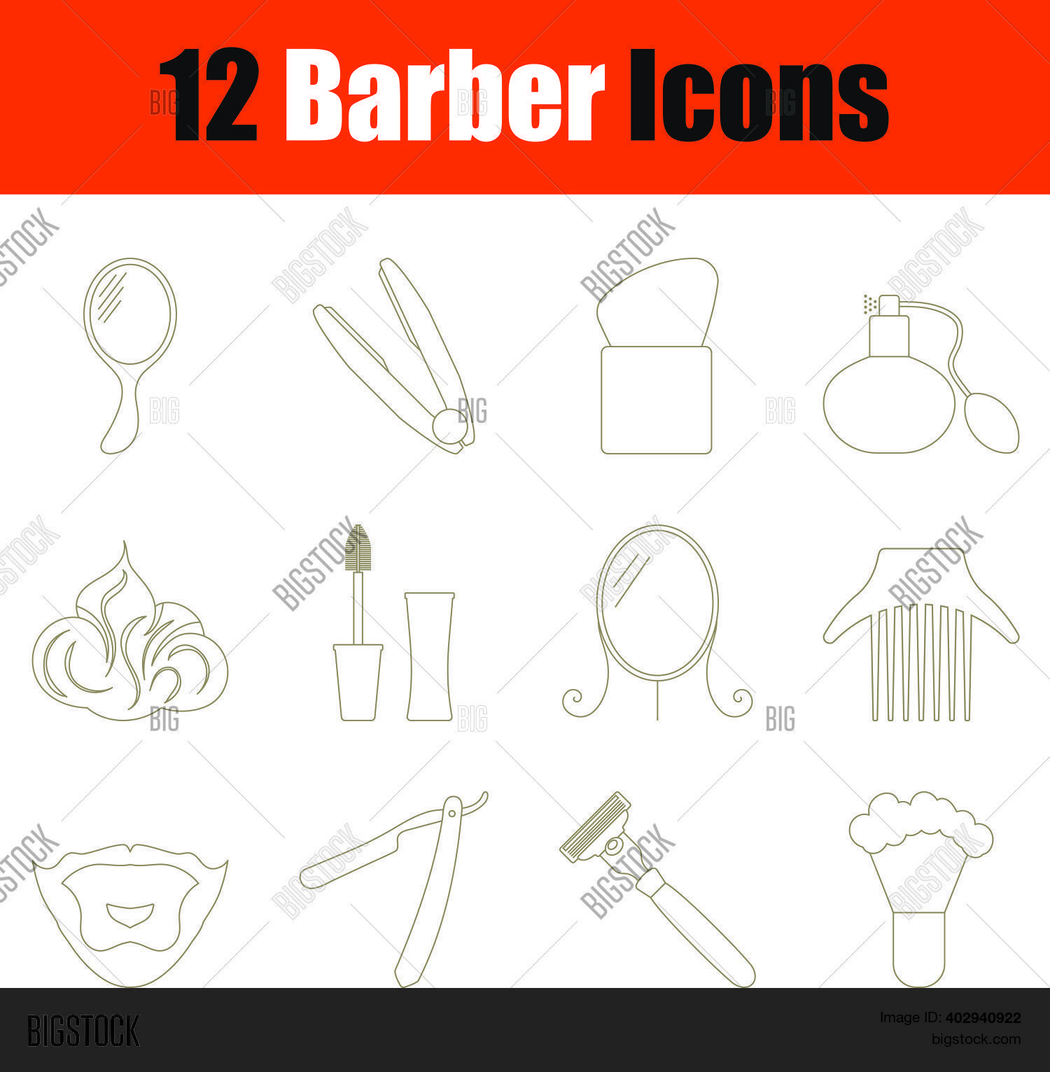 Barber Icon Set. Thin Vector & Photo (Free Trial) | Bigstock