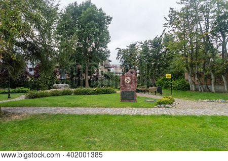 Puck, Poland - September 20, 2020: Stone Commemorating The 12th Kashubian Congress In 2010 At Kashub
