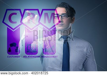 CRM custromer relationship management concept with businessman