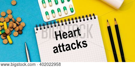 Treatment Word, Heart Attacks Word With Medical Concepts And Medical Equipment
