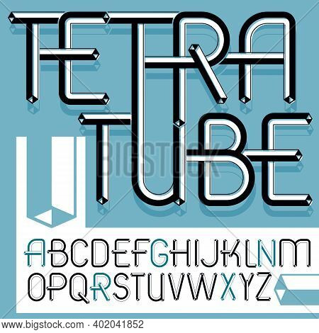 Vector Trendy Vintage Capital English Alphabet Letters Collection. Funky Font, Typescript Can Be Use