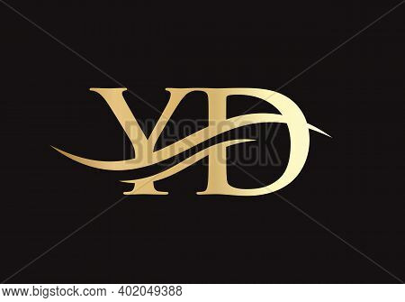 Initial Gold Letter Yd Logo Design. Yd Logo Design With Modern Trendy