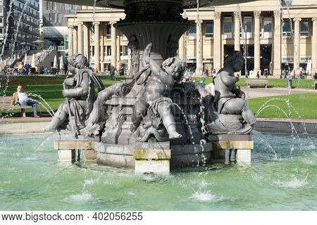 Stuttgart,germany - November 17, 2020: Schlossplatz Is The Largest Square In The Centre Of The City 