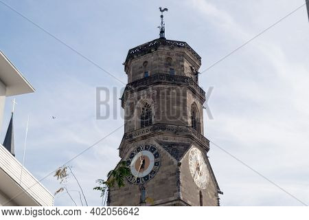 Clock Tower, Protestant Collegiate Church, Stiftskirche, Stuttgart, Baden-wuerttemberg