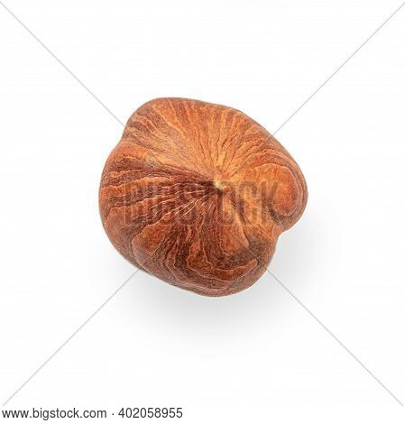 Hazelnuts Isolated On White Background. Top View. Flat Lay