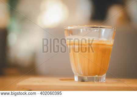 A Glass Of Dirty Coffee, Basically It Is A Doubleshot Poured Directly Into Cold Milk On