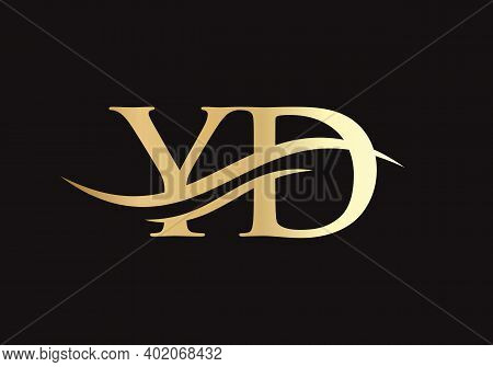 Initial Gold Letter Yd Logo Design. Yd Logo Design With Modern Trendy