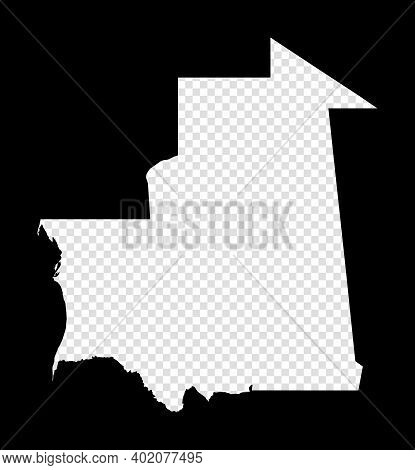 Stencil Map Of Mauritania. Simple And Minimal Transparent Map Of Mauritania. Black Rectangle With Cu