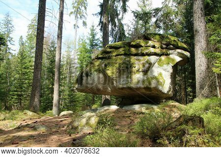 The Rocks In Deep Woods Of Šumava National Park In Czech Republic. This Is A Part Of The Bear Trail 
