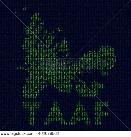 Digital Taaf Logo. Country Symbol In Hacker Style. Binary Code Map Of Taaf With Country Name. Elegan