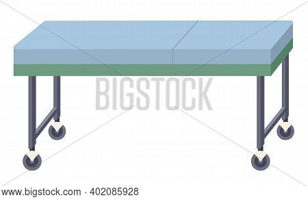 Medical Couch Vector Illustration. Special Bed On Wheels For Patients In Hospital Isolated On White 
