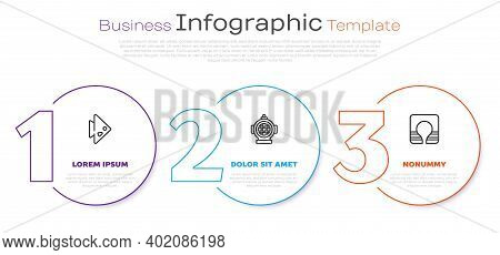 Set Line Fish, Aqualung And Life Jacket. Business Infographic Template. Vector