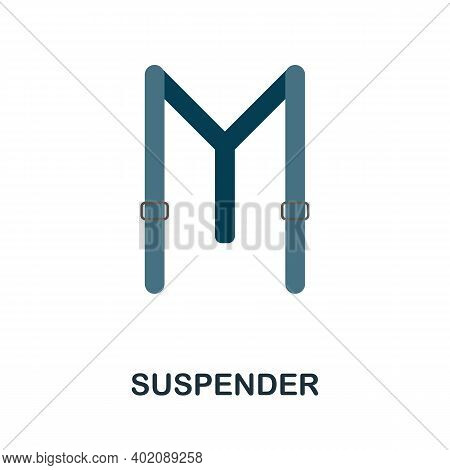 Suspender Flat Icon. Color Simple Element From Clothes Collection. Creative Suspender Icon For Web D